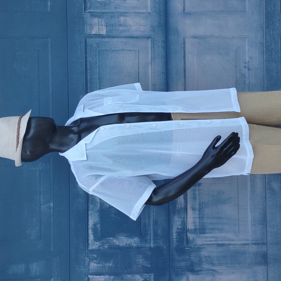 Syllables Systems Men's Mesh See Through White Summer Shirt - Picture 16 of 17